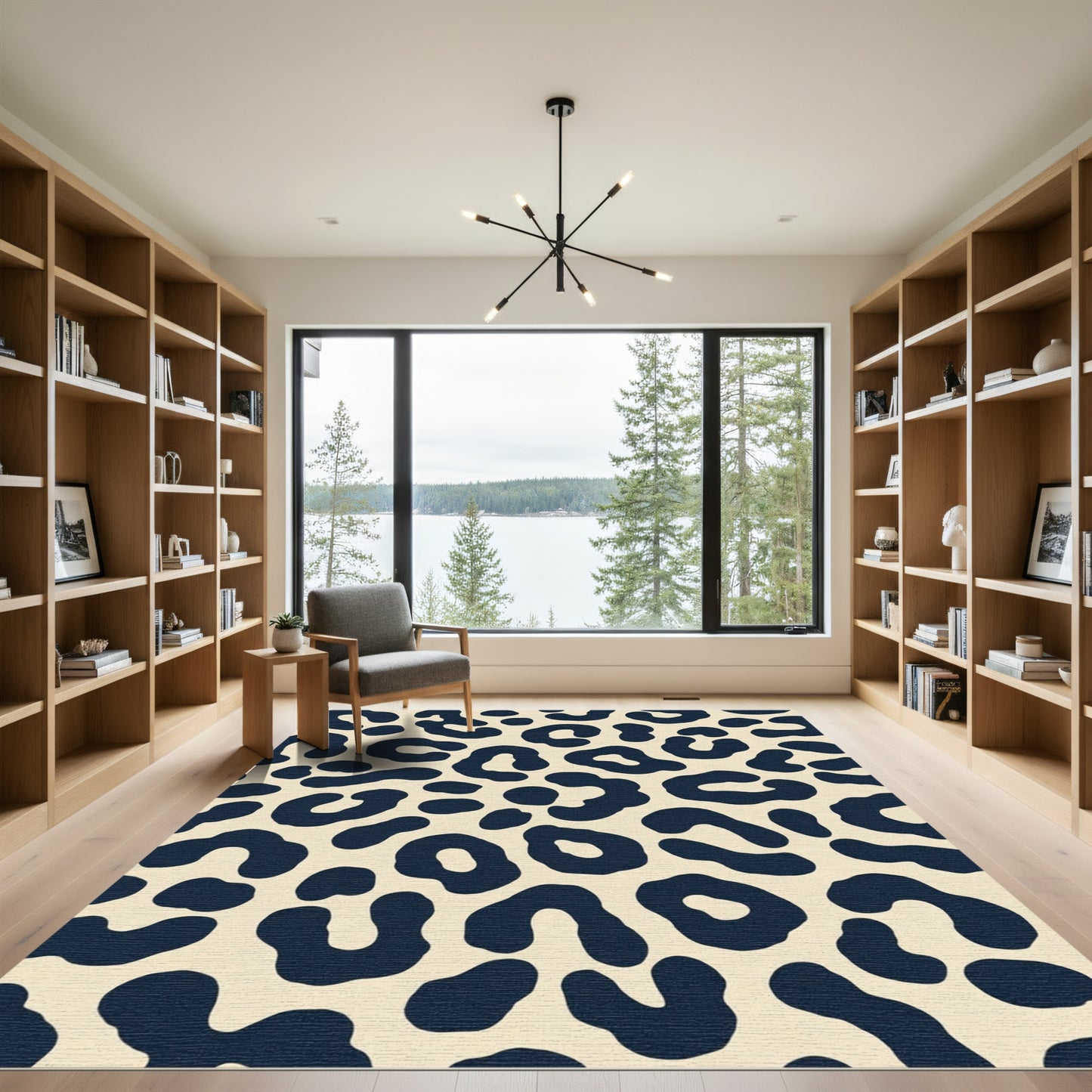 Bold Navy Leopard Spots Rug