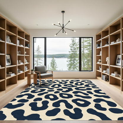 Bold Navy Leopard Spots Rug