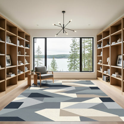 Modern Geometric Tonal Block Rug