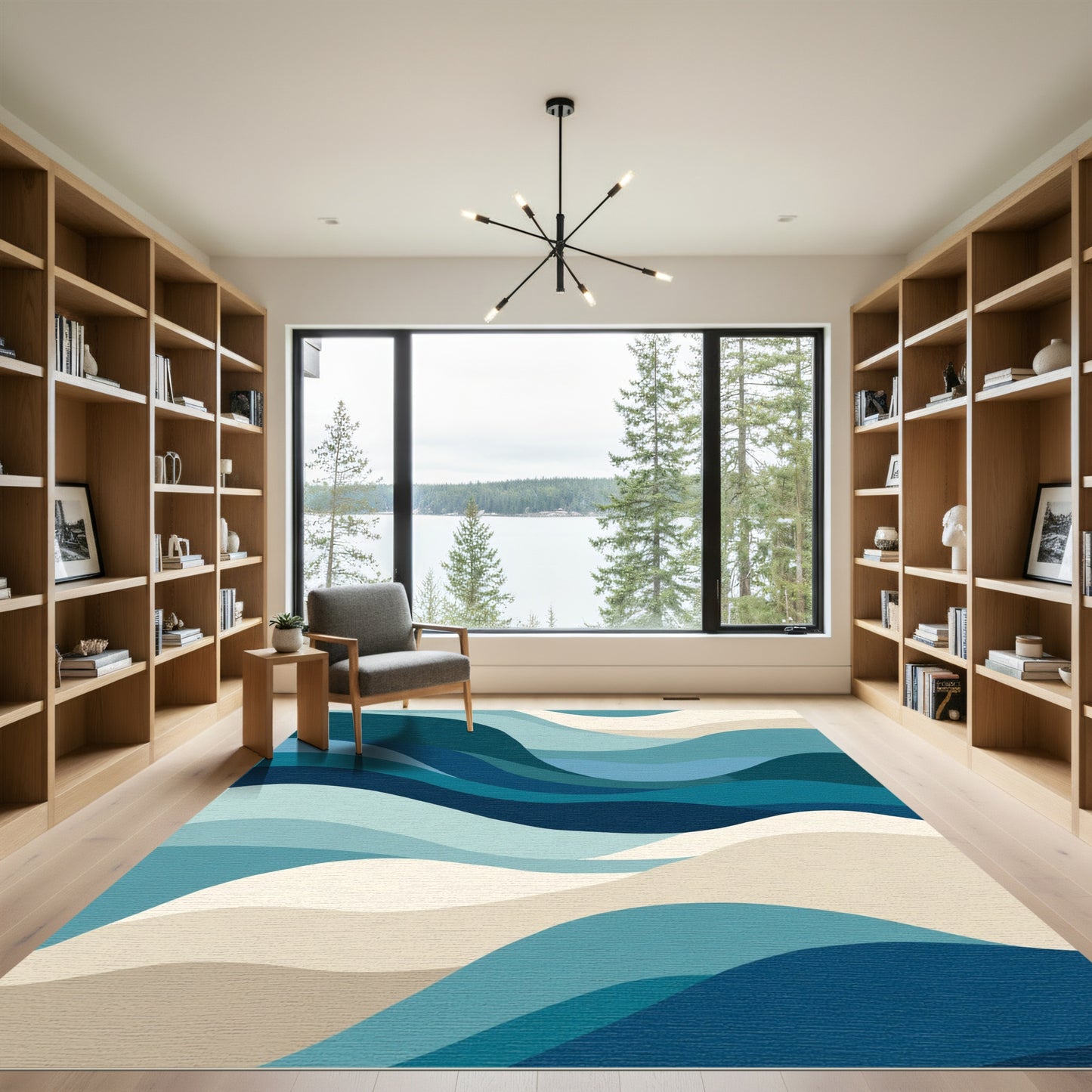 Ocean Waves Abstract Coastal Rug