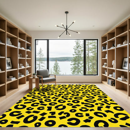 Bold Yellow Black Animal Spots Rug