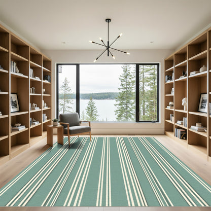 Sage Green Classic Vertical Stripe Rug