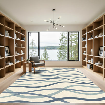 Oceanic Blue Wave Ribbon Rug