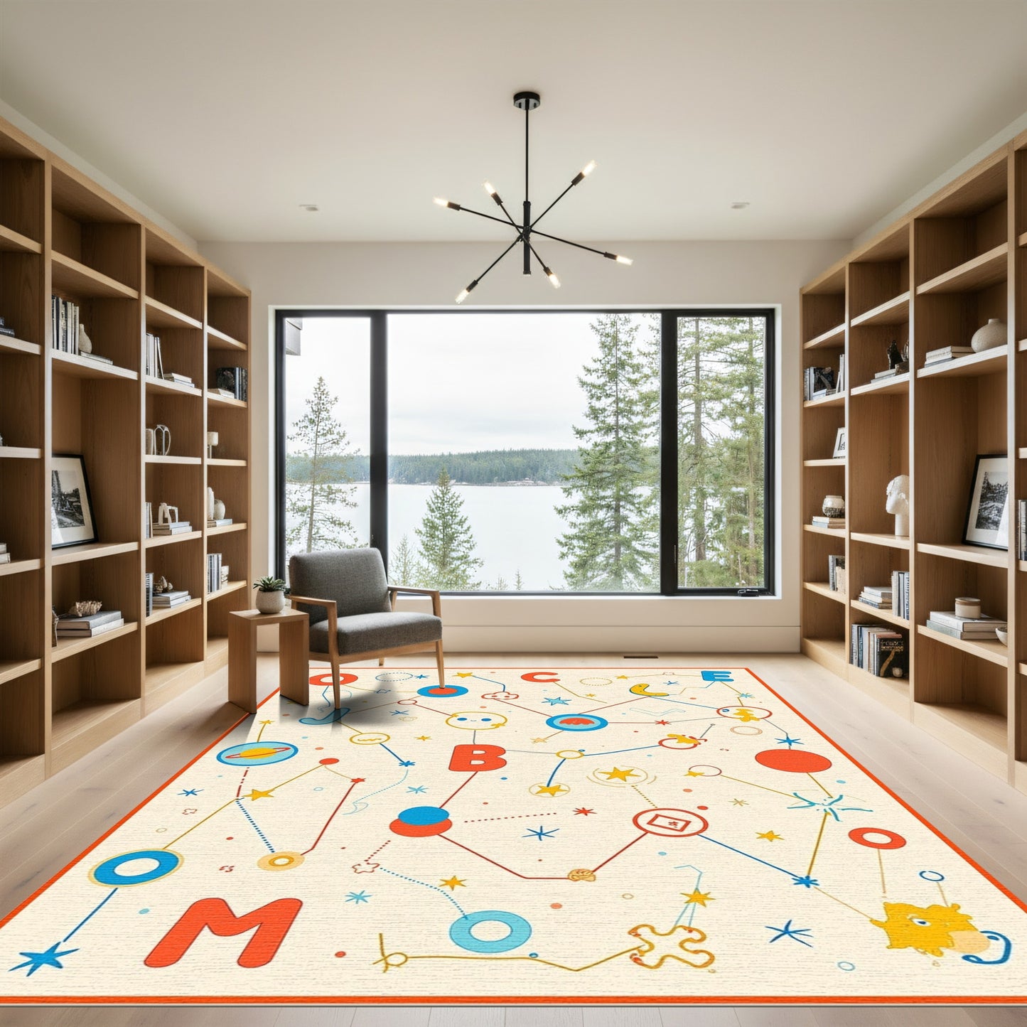 Whimsical Cosmic Alphabet Constellation Rug