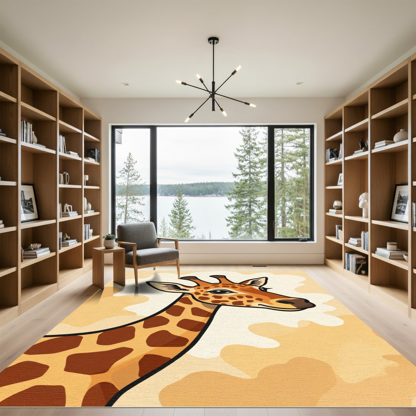 Whimsical Giraffe Patterned Amber Rug