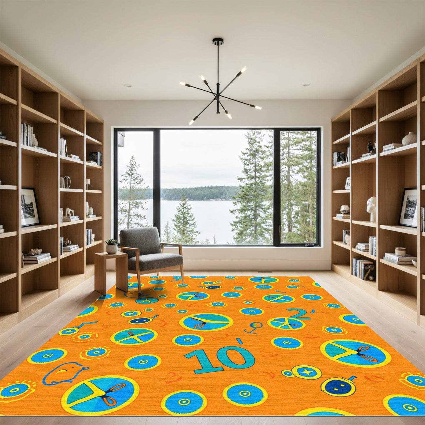 Playful Orange Blue Whimsical Circles Rug