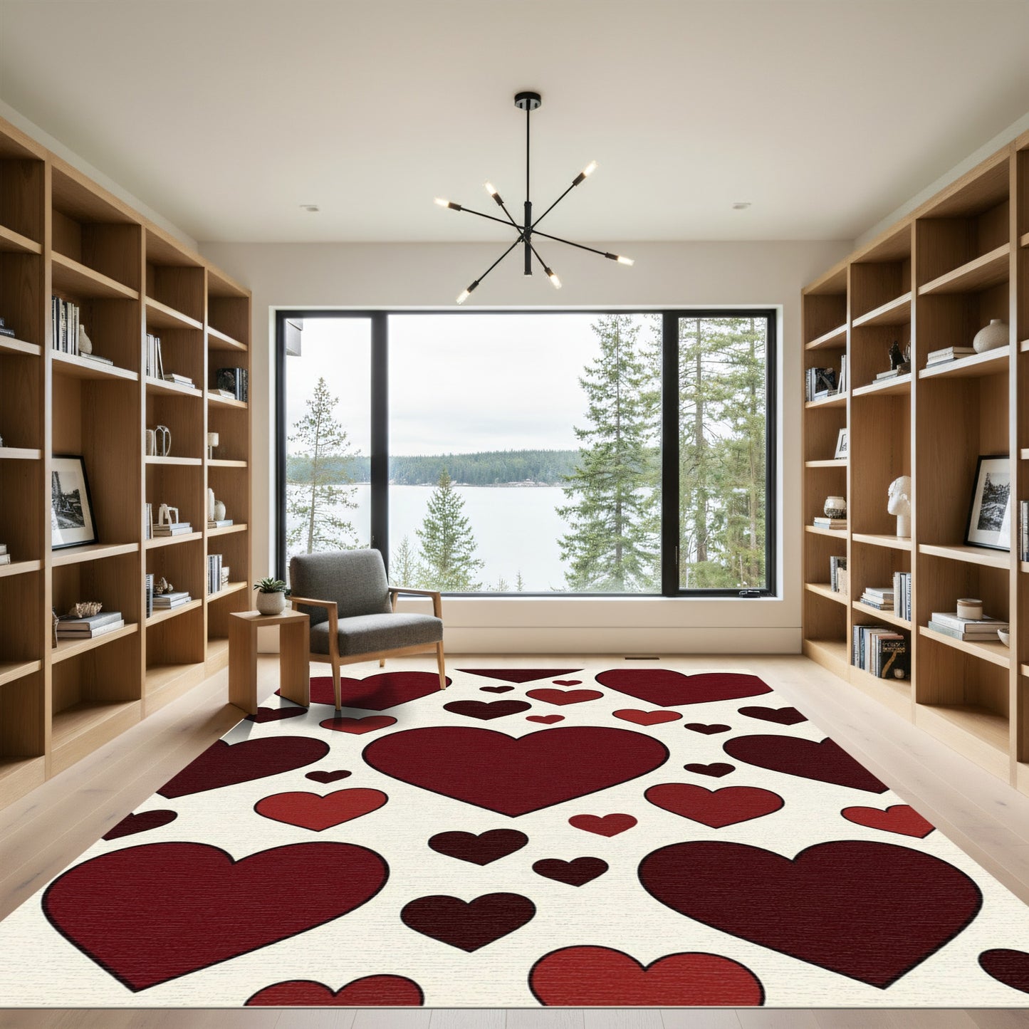 Romantic Deep Red Heart Scatter Rug