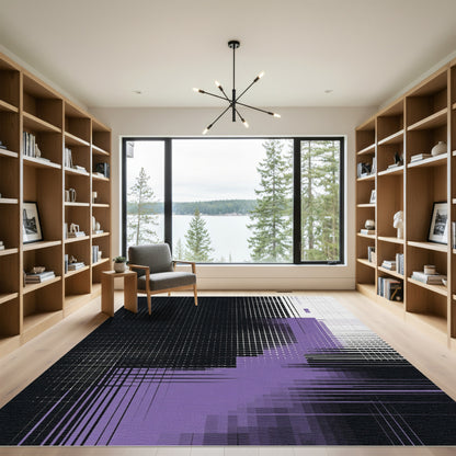 Abstract Purple Grid Square Rug