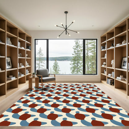 Amber Red Blue Abstract Swirl Rug