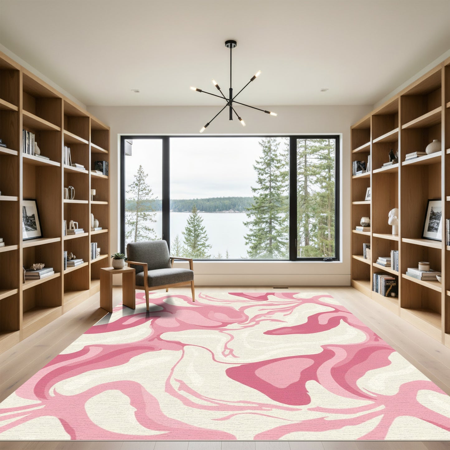 Pink Cream Swirl Marbling Rug