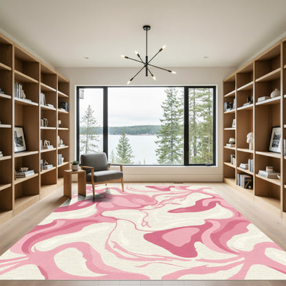 Pink Cream Swirl Marbling Rug