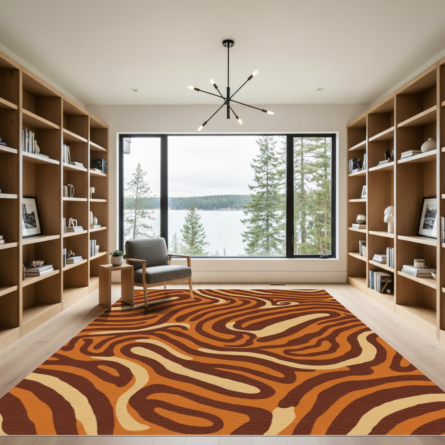 Warm Clay Abstract Swirl Rug