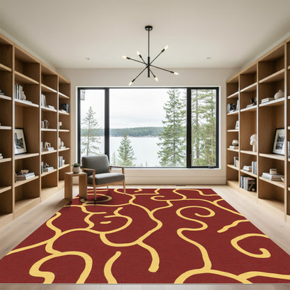 Crimson Yellow Organic Swirl Rug