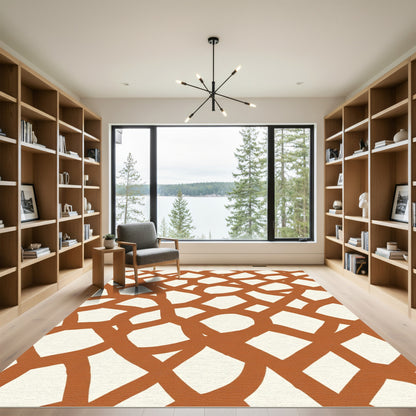 Rustic Terracotta Interlocking Organic Shapes Rug