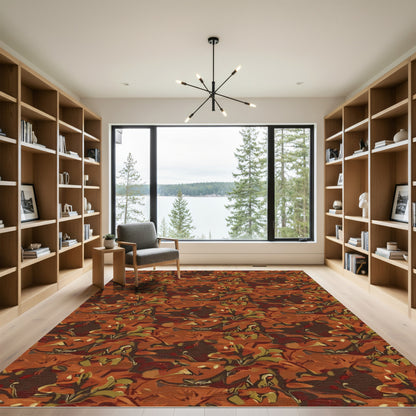 Autumnal Earth Tones Abstract Foliage Rug