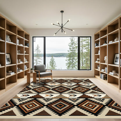 Tribal Geometric Diamond Stripe Rug