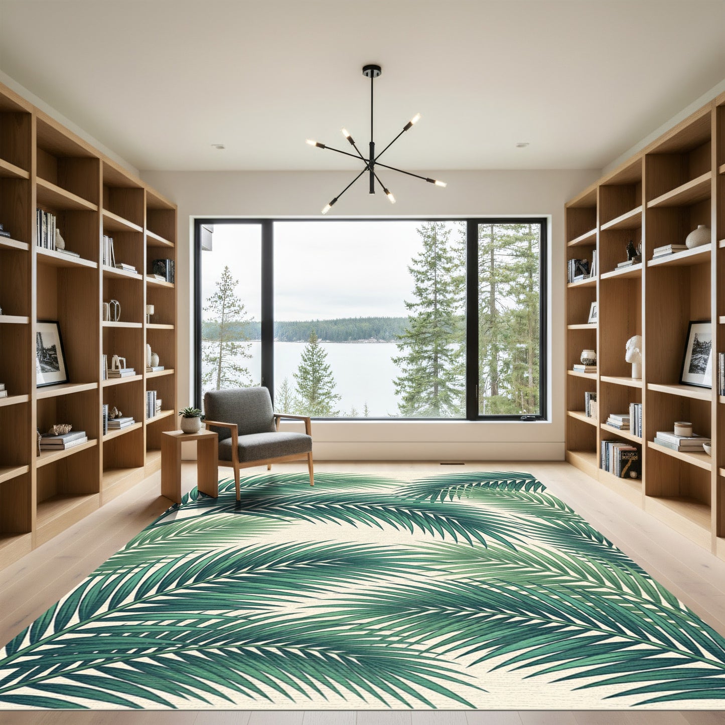 Lush Green Tropical Palm Fronds Rug