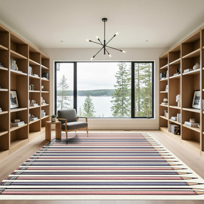 Pink And Blue Striped Pencil Arrangement Rug