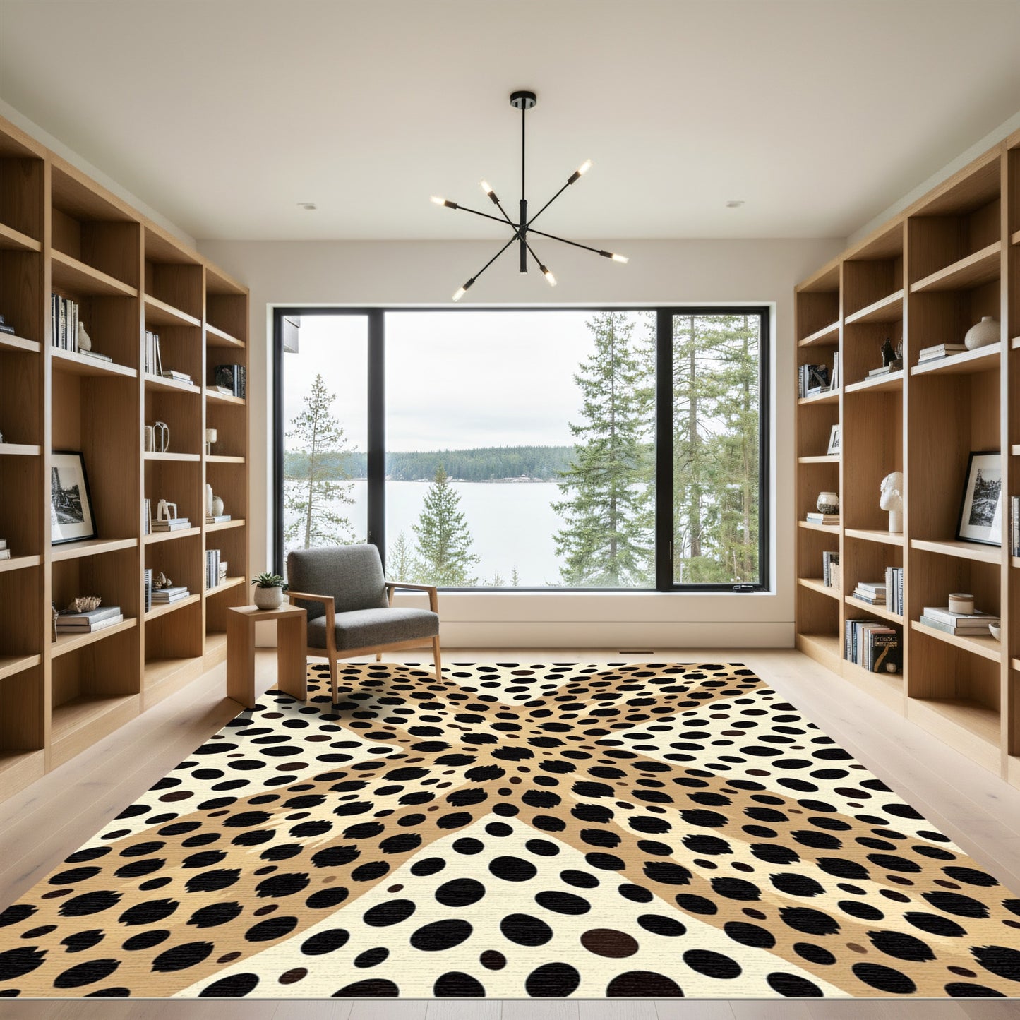 Radiant Cheetah Spot Abstract Swirl Rug