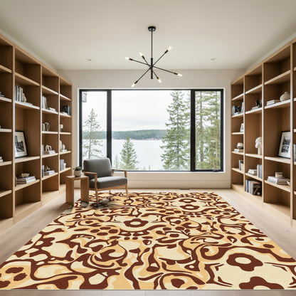 Earthy Chic Floral Scroll Abstract Rug