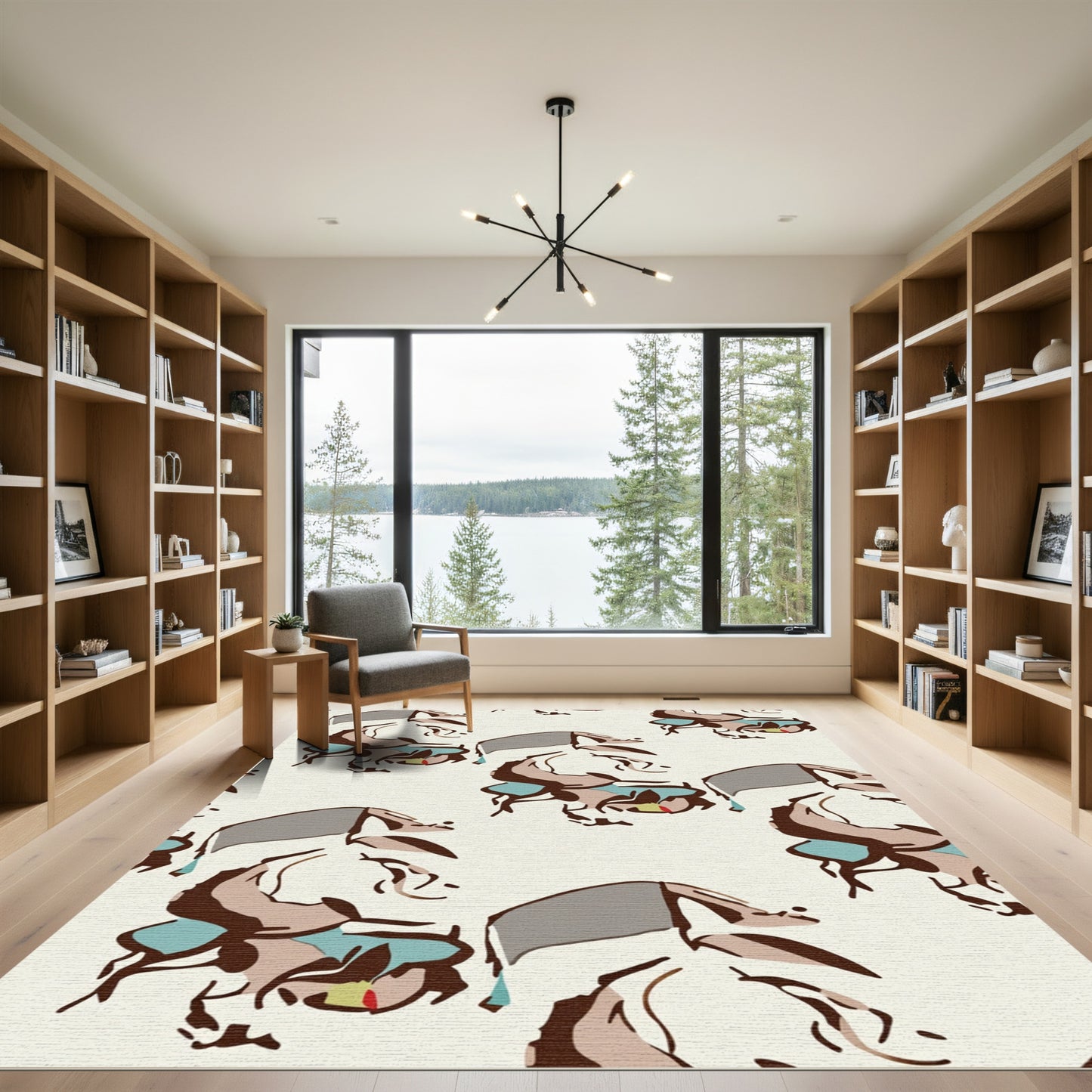 Earthy Abstract Horse Motif Rug