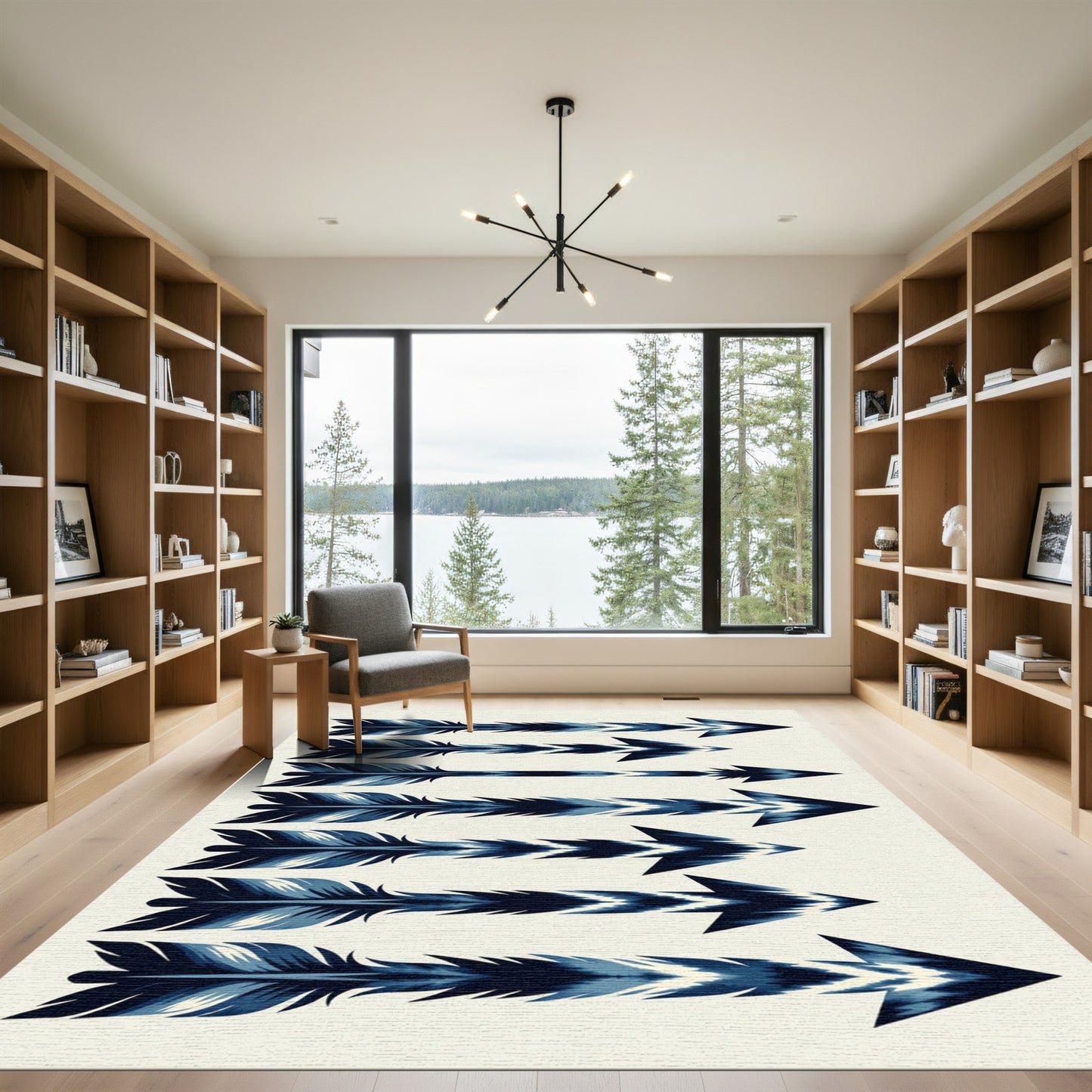 Indigo Feather Arrow Stripe Rug