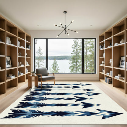 Indigo Feather Arrow Stripe Rug
