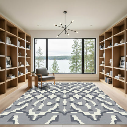 Abstract Geometric Grey Camouflage Rug