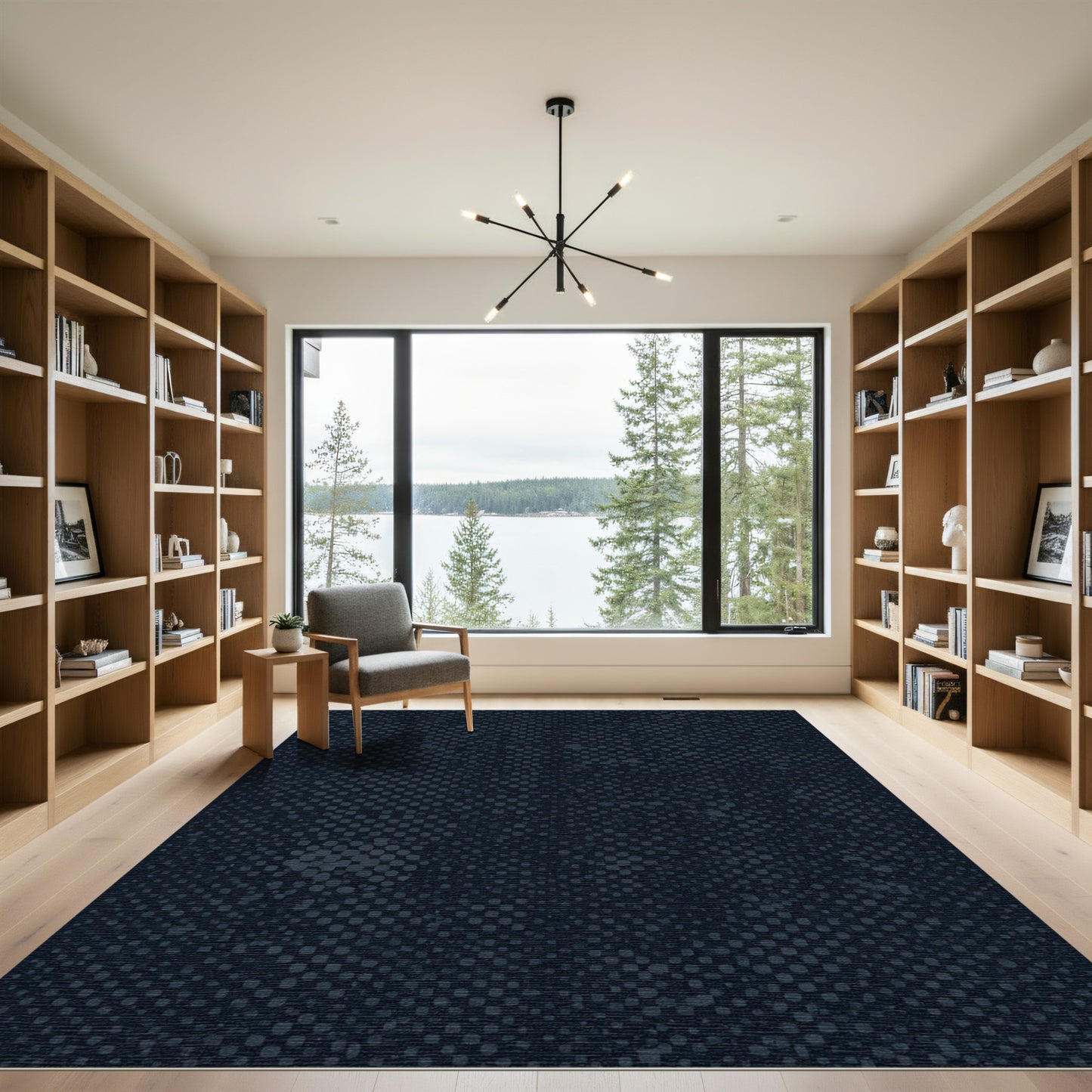 Dark Teal Halftone Dot Texture Rug