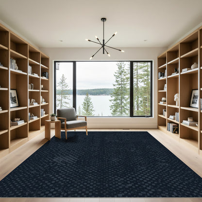 Dark Teal Halftone Dot Texture Rug