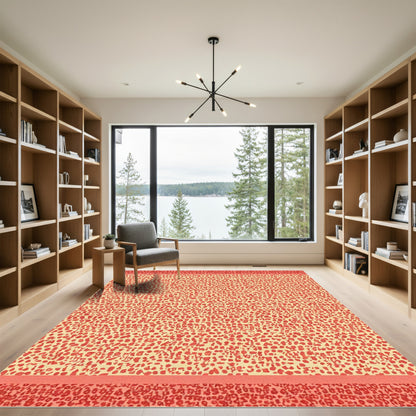 Coral Cream Abstract Spot Border Rug