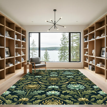 Classic Floral Scroll Golden Chrysanthemum Rug