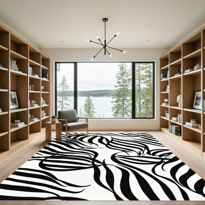 Organic Black White Zebra Stripes Rug