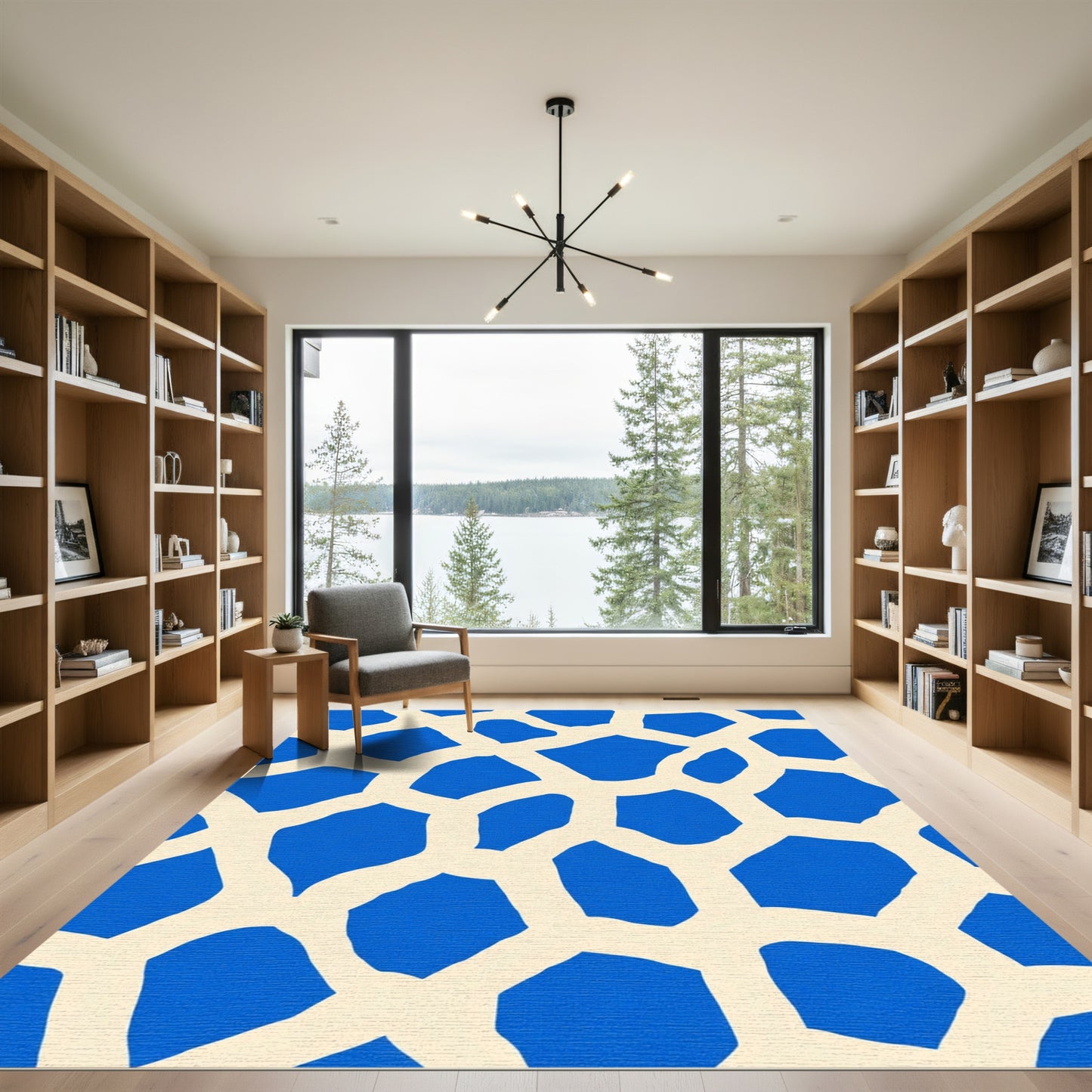 Whimsical Blue Giraffe Spot Rug