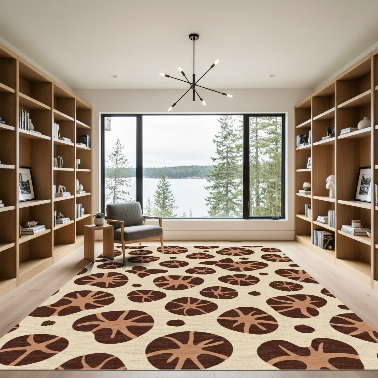 Brown Mushroom Pattern Rug