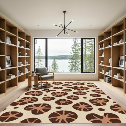 Brown Mushroom Pattern Rug