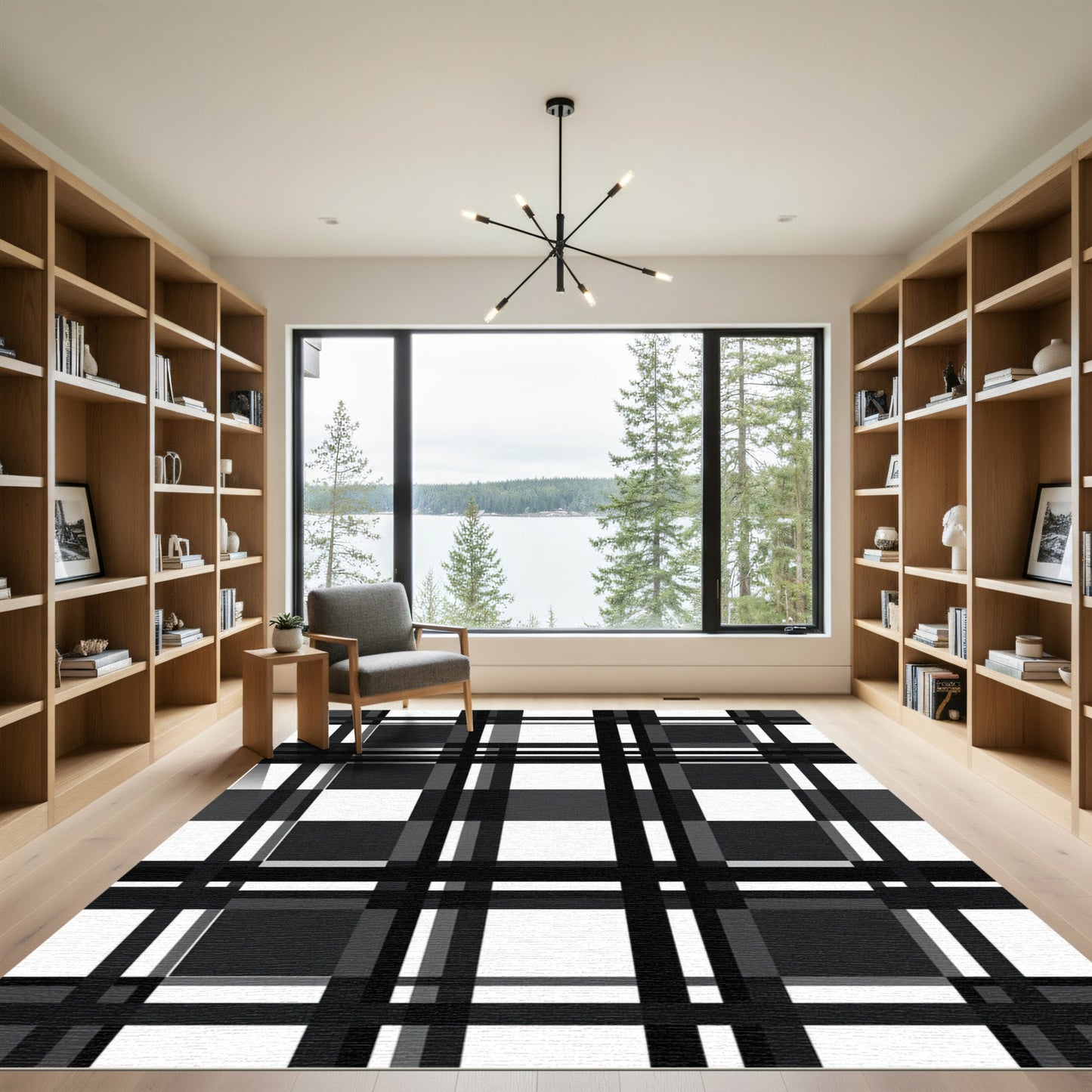 Monochromatic Bold Plaid Lattice Rug