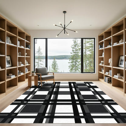 Monochromatic Bold Plaid Lattice Rug