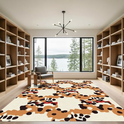 Abstract Terracotta Black White Red Splash Rug