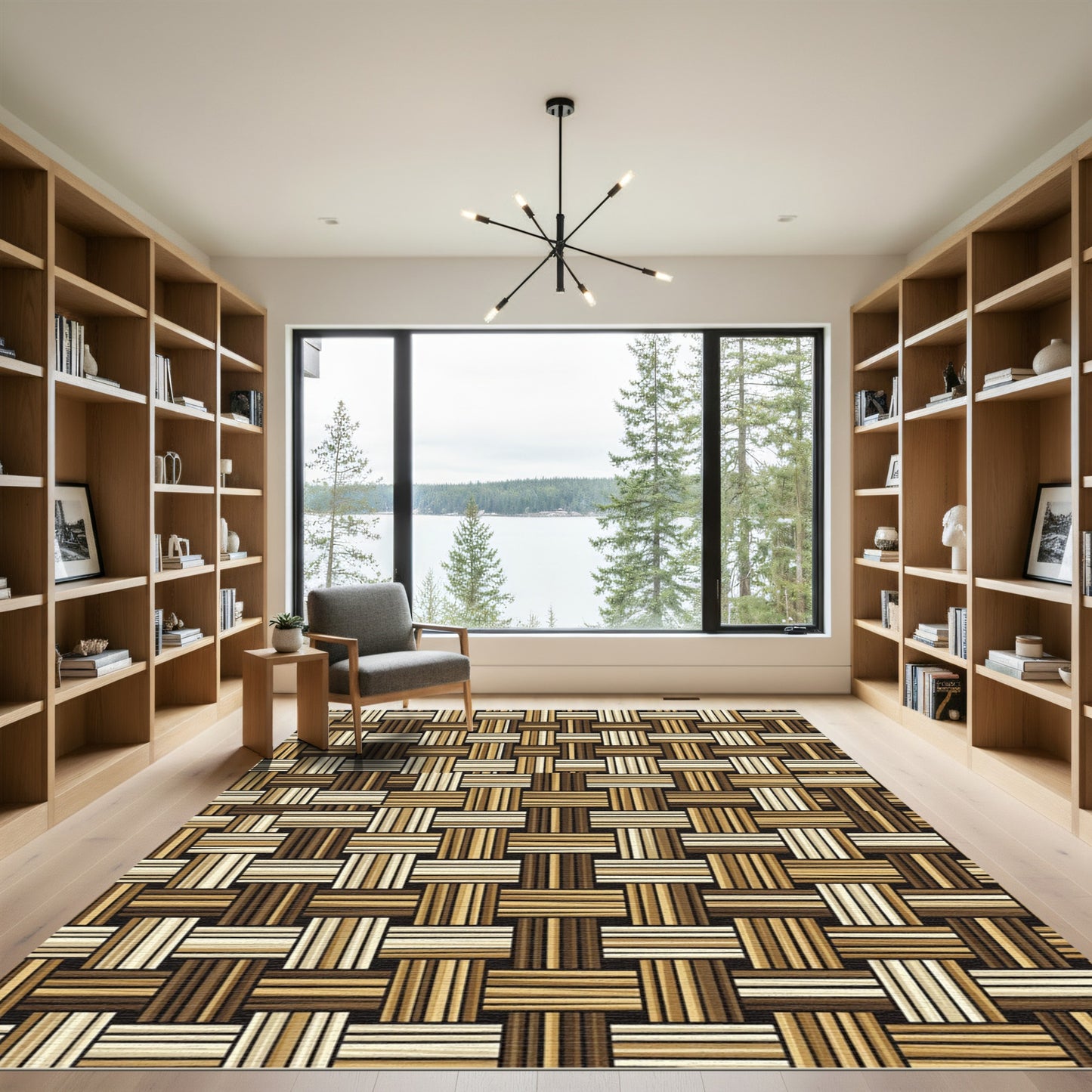 Woven Wood Tone Basket Weave Rug