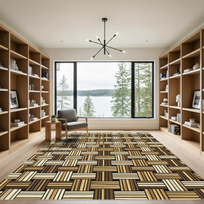 Woven Wood Tone Basket Weave Rug