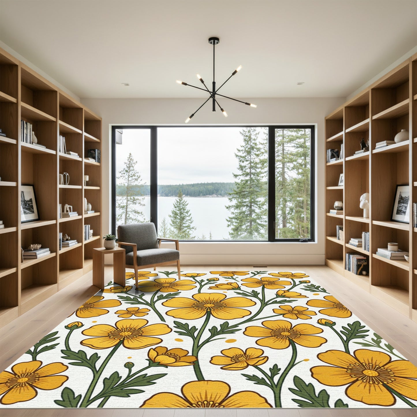 Sunny Yellow Buttercup Meadow Area Rug