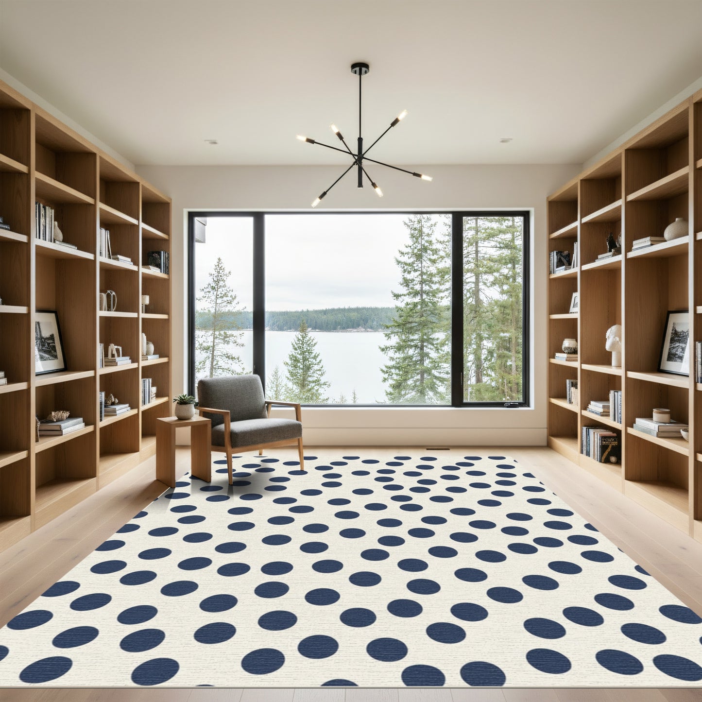 Midnight Blue Scattered Dots Rug