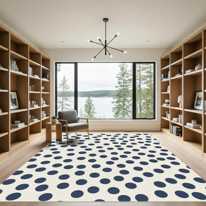 Midnight Blue Scattered Dots Rug