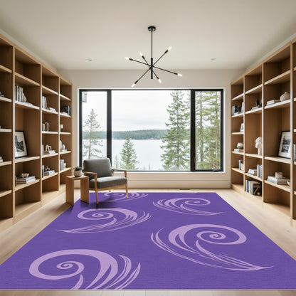 Purple Swirling Feathered Scroll Rug