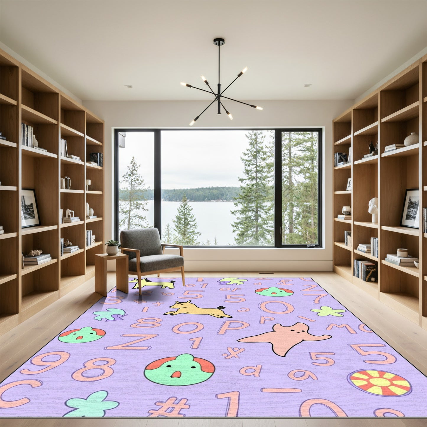 Playful Yellow Horses Alphabet Numbers Rug