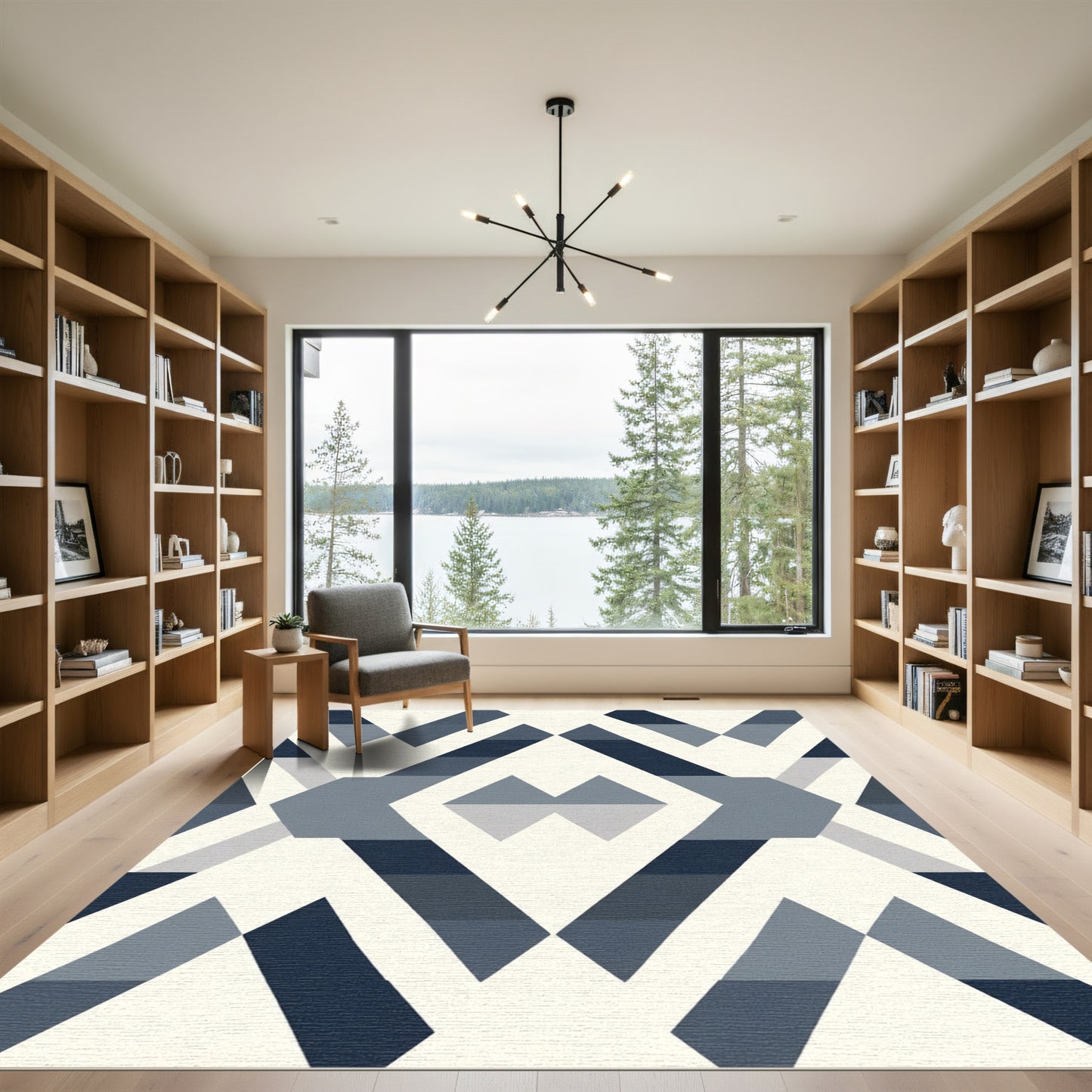 Geometric Diamond Array Blue Rug