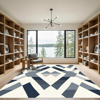 Geometric Diamond Array Blue Rug