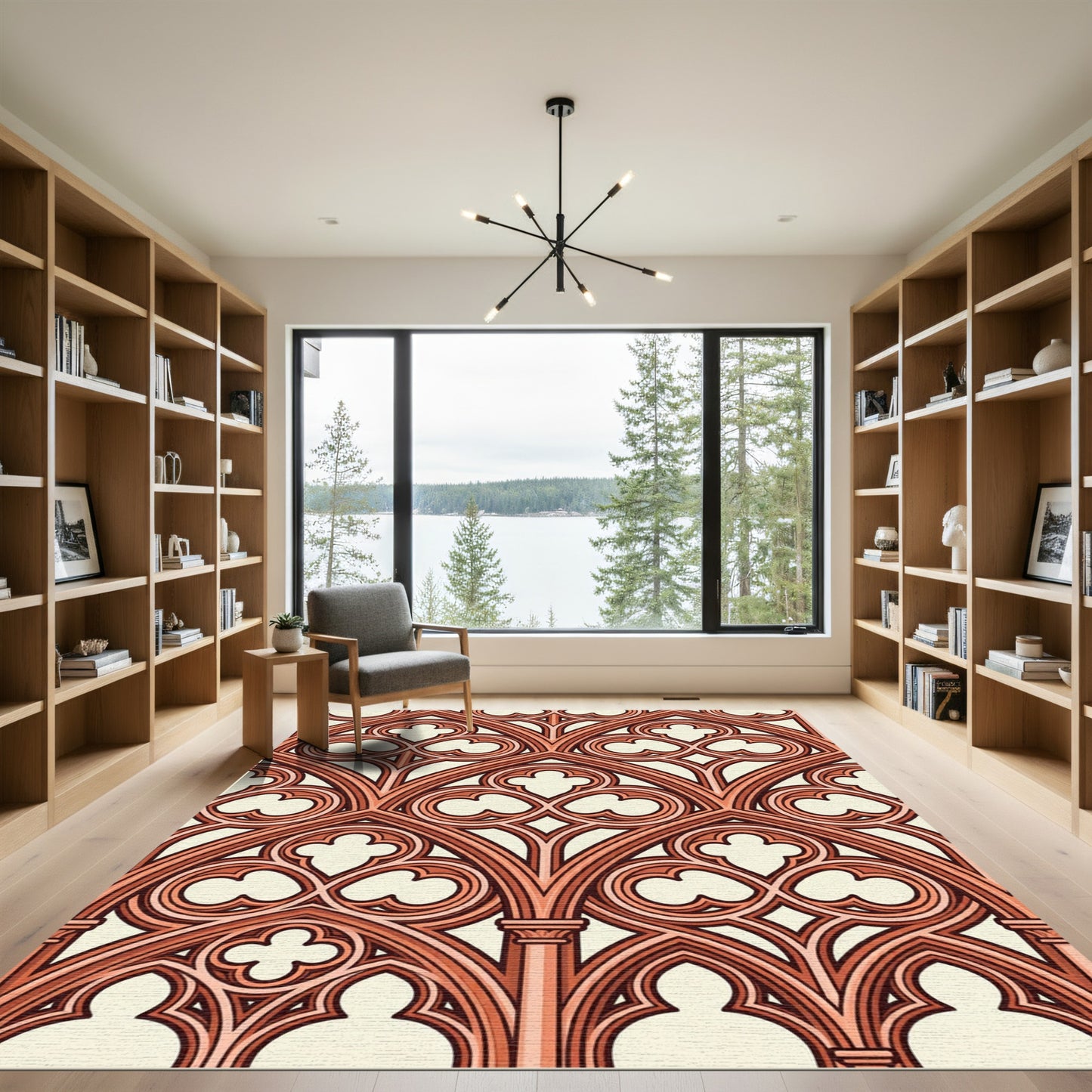 Gothic Rose Quatrefoil Arch Window Rug