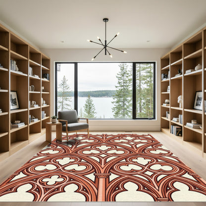 Gothic Rose Quatrefoil Arch Window Rug